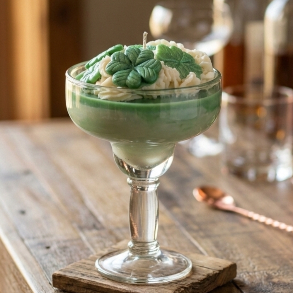 St. Patricks Day Margarita 4 Leaf Clover Soy Wax Candle